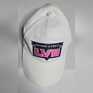 Savage X Fenty Hat Adult One Size White Superbowl LVII Strapback Adjustable NWT